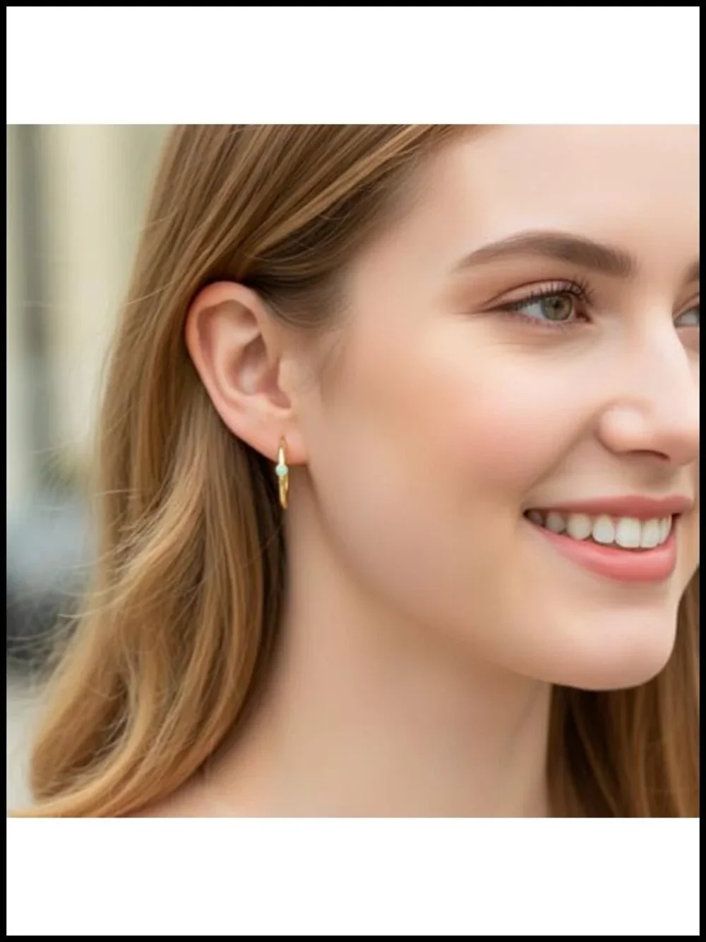 18K Gold Plated Huggie Hoop Earrings for Women Mother of Pearl Medium 19mm